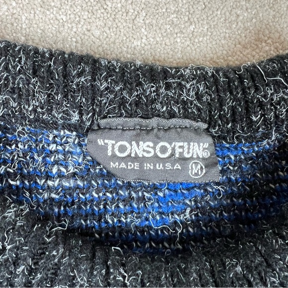 Vintage Sweater Men's 80/90s Crew Neck Made in USA Geometric Patterned Medium - Picture 3 of 10